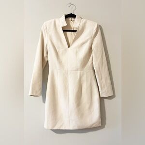 MOOYIUS Cream Long-Sleeve V-Neck Shift Dress